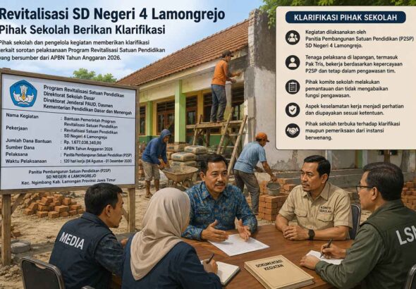 Pihak Sekolah Berikan Klarifikasi Terkait Pelaksanaan Revitalisasi SD Negeri 4 Lamongrejo